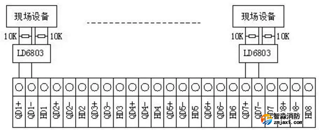 利達(dá)LD9203EN聯(lián)動控制盤二線制接線